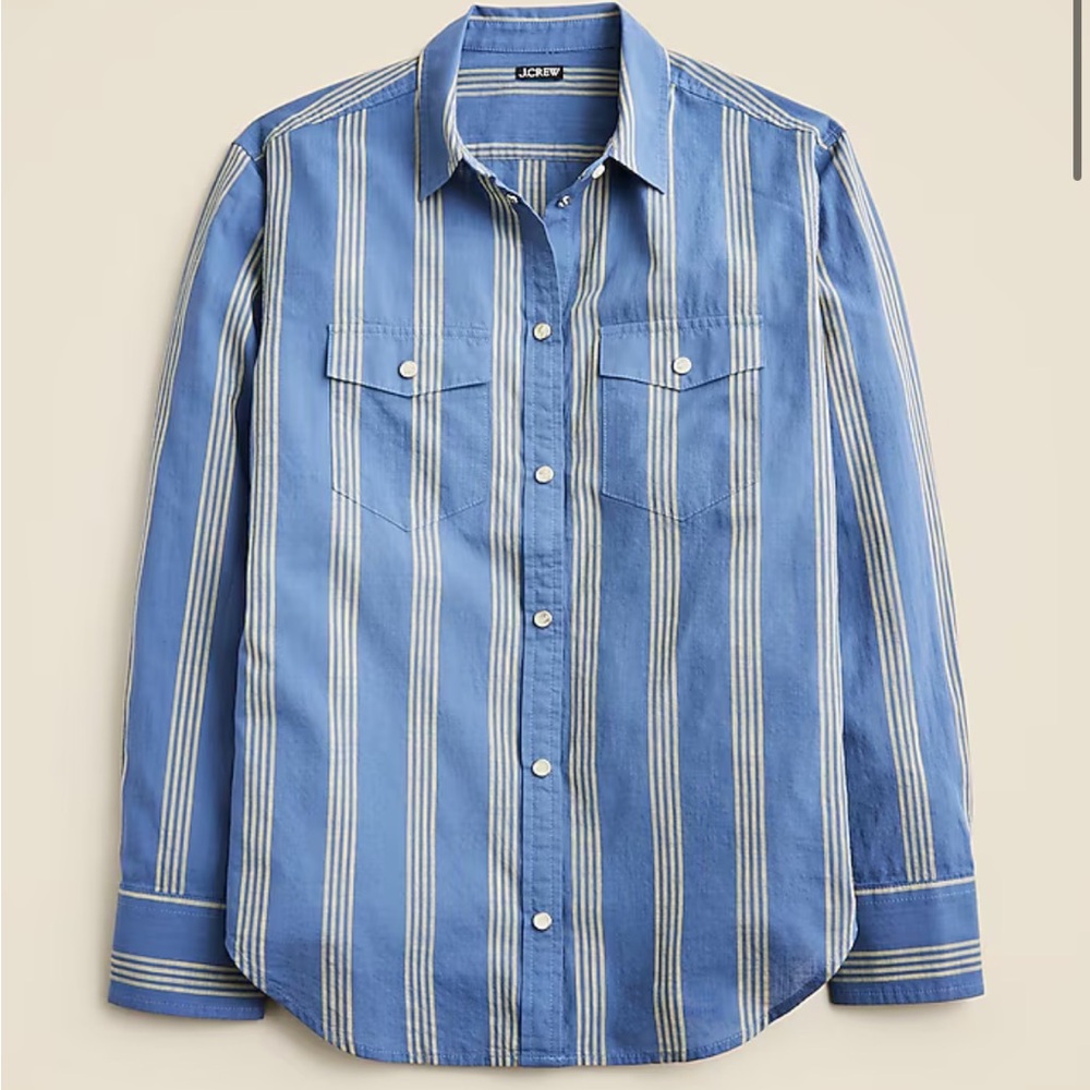 J. Crew Western style striped shirts in blue/yellow - Picture 2 of 9
